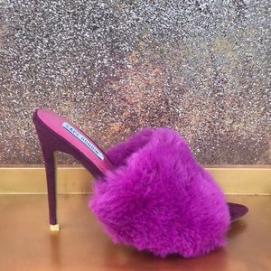 Magenta Fur Mules